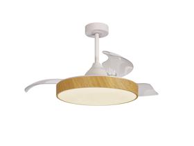 M8753  Alaska 50W LED Dimmable Ceiling Light With Built-In 30W DC Fan, 2700-5000K Remote & APP Control, Wood